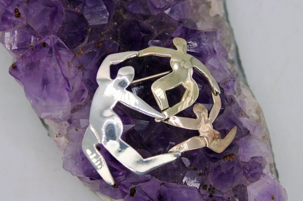 Far Fetched Sterling Silver Brass and Copper Mixed Play Time Brooch